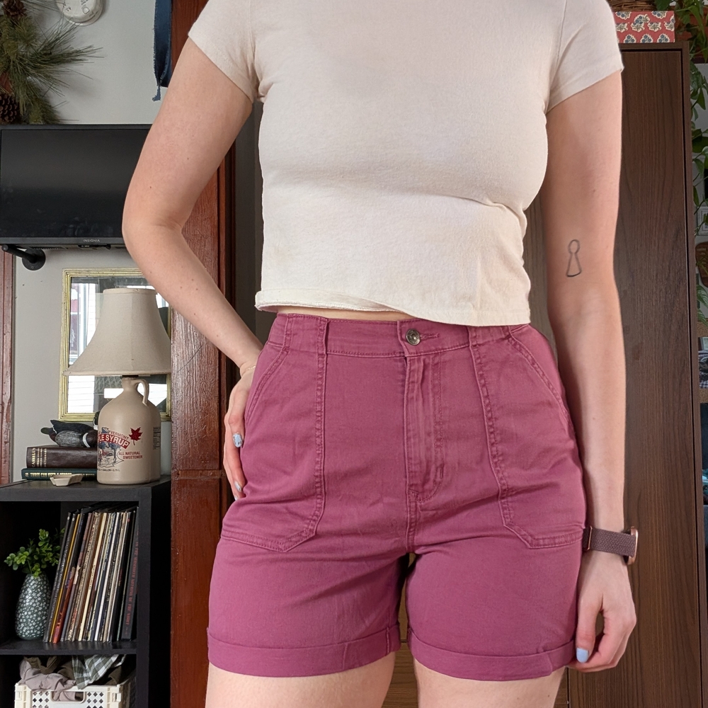 Women's Red High-Waisted Shorts